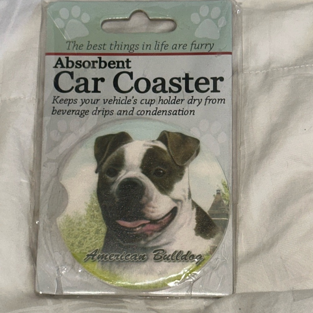 American Bulldog Bull Dog car coaster NEW E & S Pets Brand